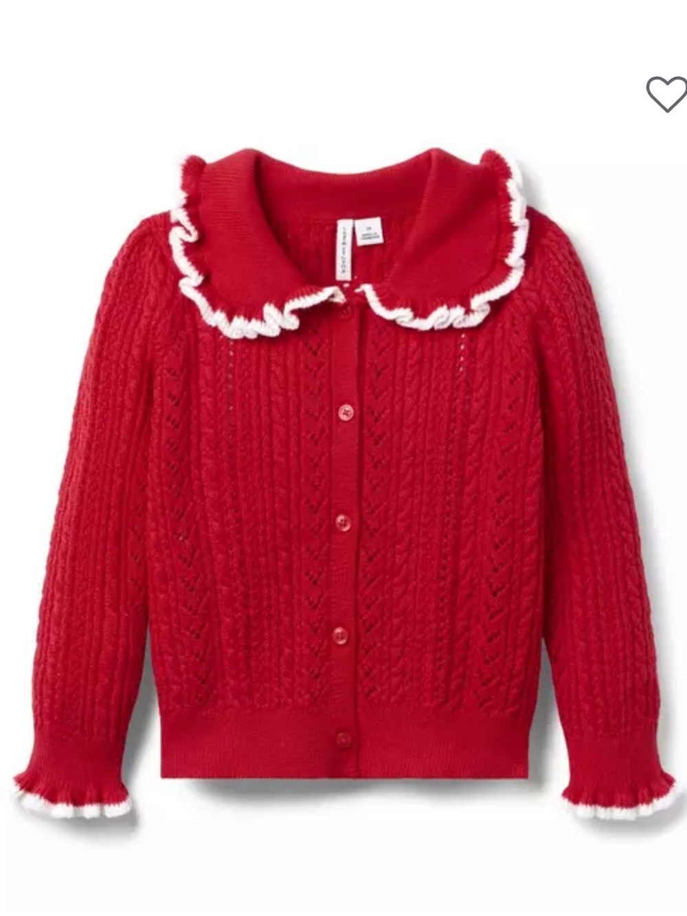 Janie and Jack Cable Knit Collared Cardigan Maraschino Red NWT Size 8